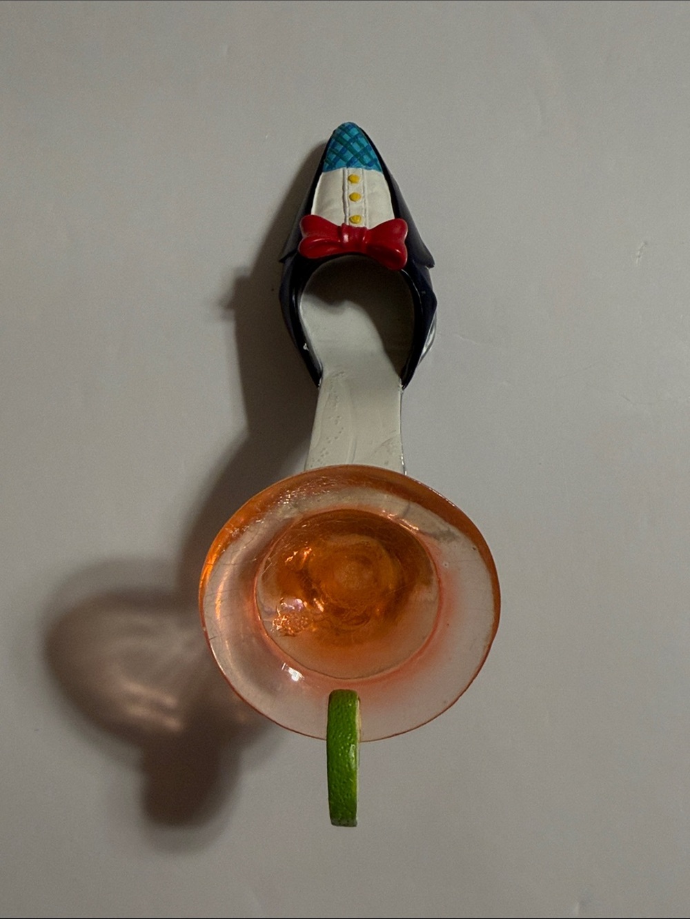 Novelty Glass Blown High Heel Shoe Features a Martini Glass with Orange Cocktail - Picture 4 of 7